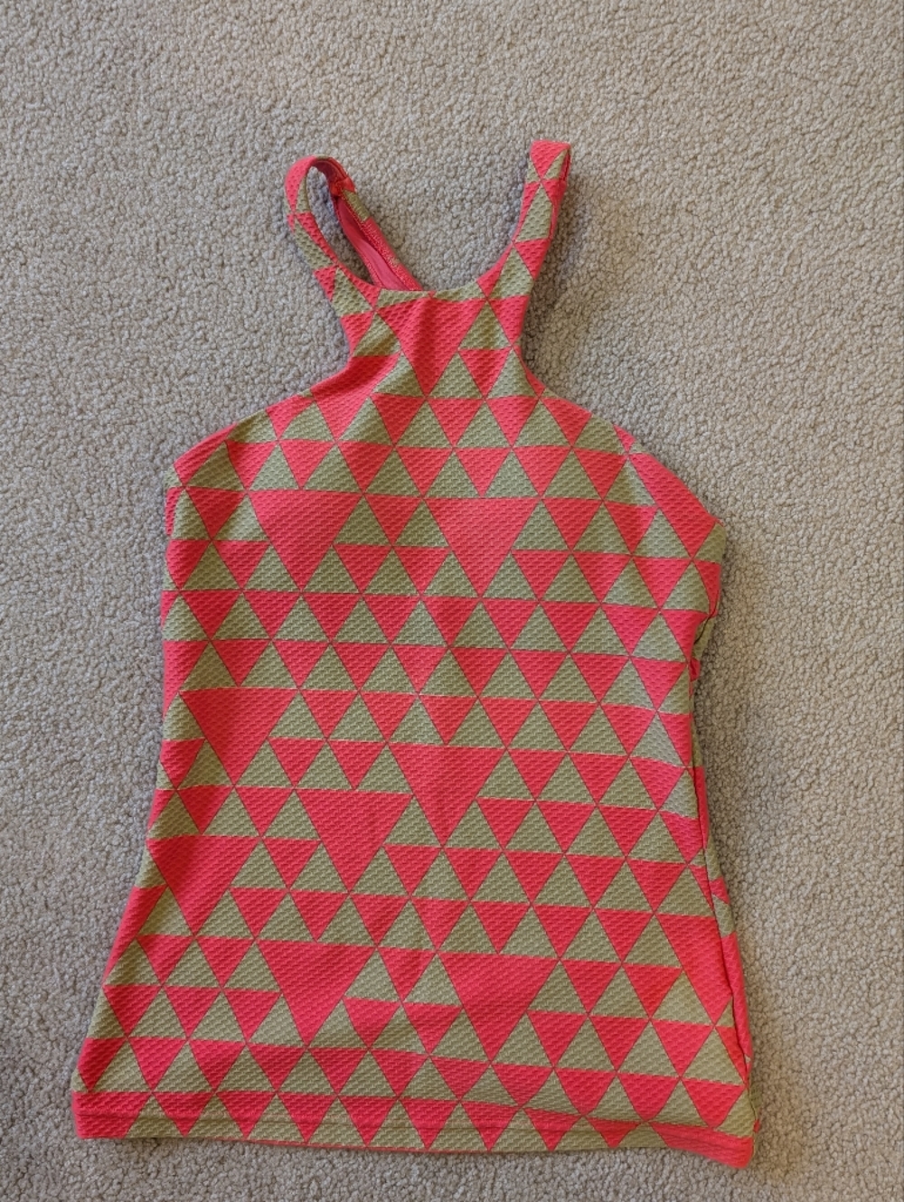 Seafolly Neon Pink and Tan Geo Tank One-Piece Swim